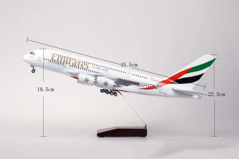 

1/160 Scale 45cm Emirates Airlines Airplane Model Airbus A380 Aircraft Model With Wheel Diecast Plastic Resin Plane Toys