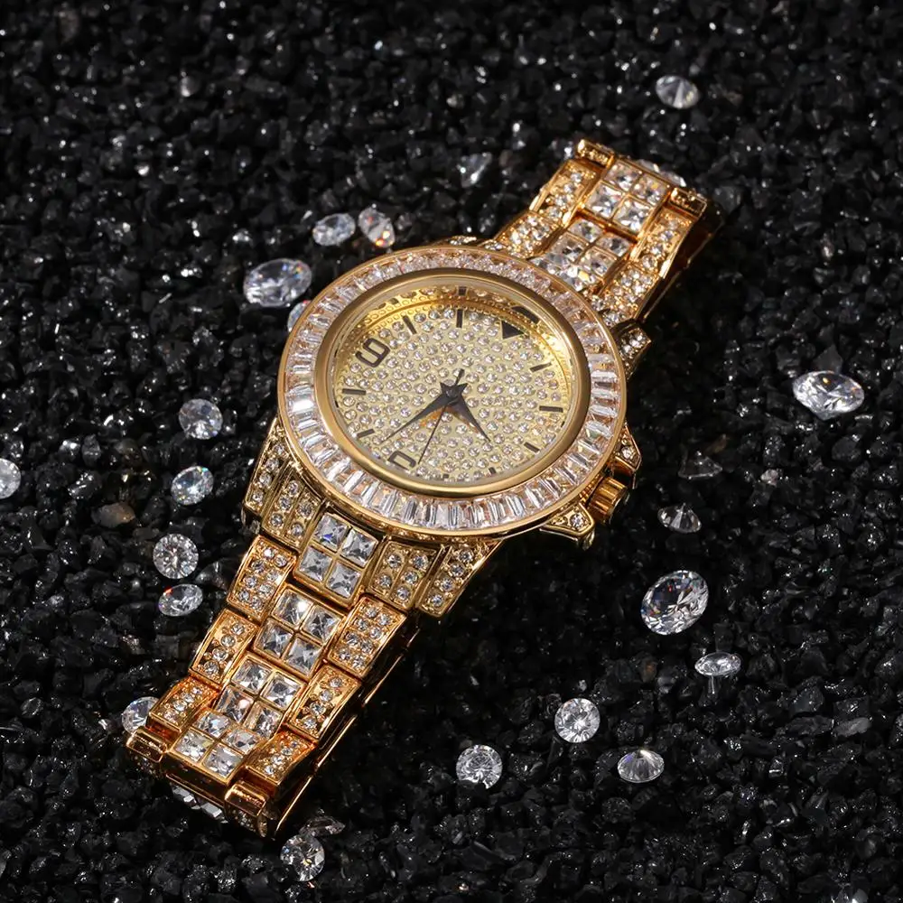 Хип-хоп полный Iced Out мужские часы из нержавеющей стали модные роскошные стразы кварцевые квадратные наручные часы деловые часы