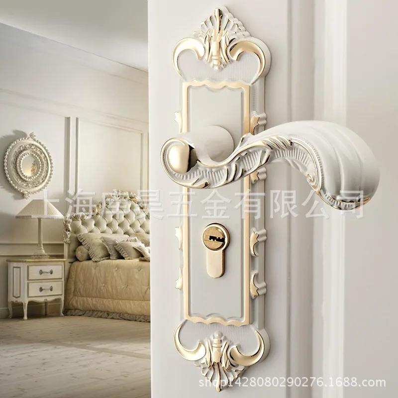 

2018 Hot Sale Fechadura Digital European-style Luxury Door Holding Hands Hardware Ivory White Wood Lock Handle Real Locks The