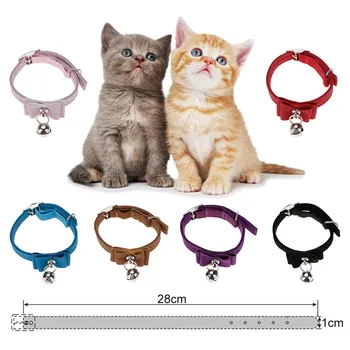 

28*1cm Durable PU Quick Release Puppy Cat Dog Cute Lovely Bow Collar With Bell