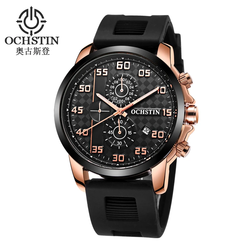 

OCHSTIN Mens Watches Top Brand Luxury Waterproof 24 hour Date Quartz Watch Man Silicone Sport Wrist Watch Men Waterproof Clock