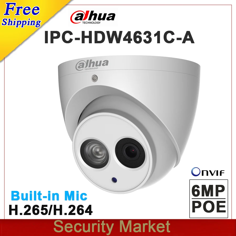 Original 6MP POE Dome network Camera IPC HDW4631C A replace IPC