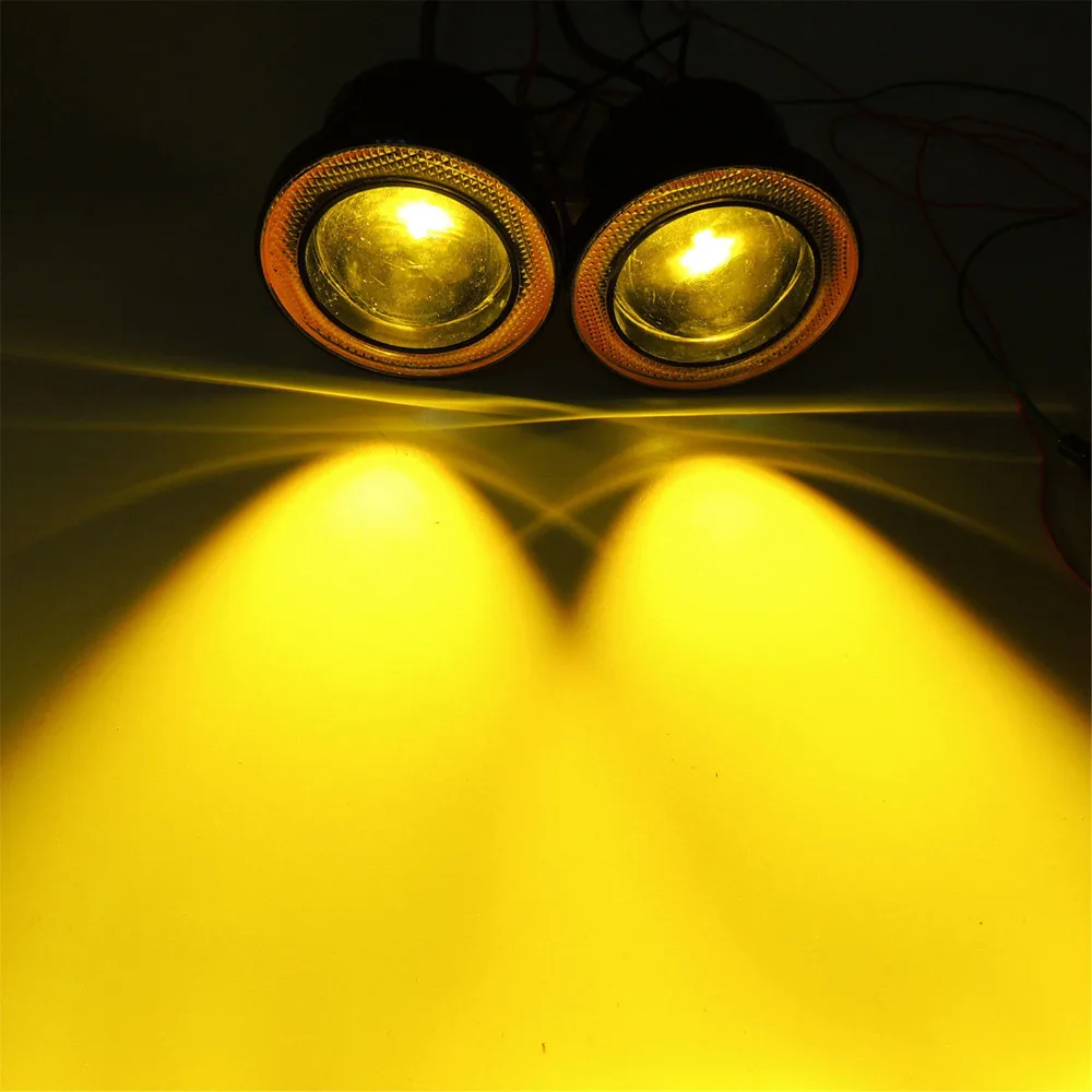 2X 3.5"inch 89mm / 3" inch 76mm 3200Lm Yellow LED Projector Fog Light