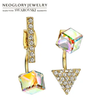 

Neoglory Crystal & Rhinestone Long Drop Earrings Stylish Geometric Triangle Square Embellished With Crystals From Swarovski