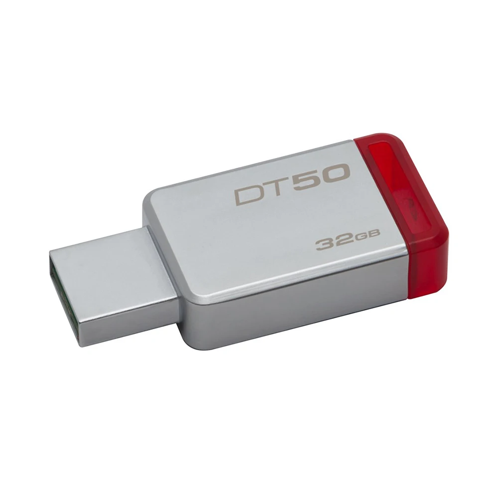 Kingston DataTraveler DT50 32 GB-Memoria USB (USB 3,0 DE 32 GB USB tipo-A tipo Llave) Color Plata y Rojo