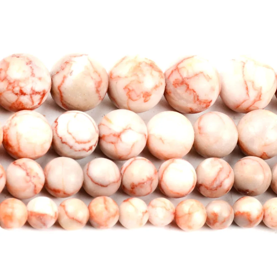 

15"Strand Natural Stone Beads Smooth Red Network Stone Beads Round Loose Spacer Beads For Jewelry Making Bracelet 4-12mm