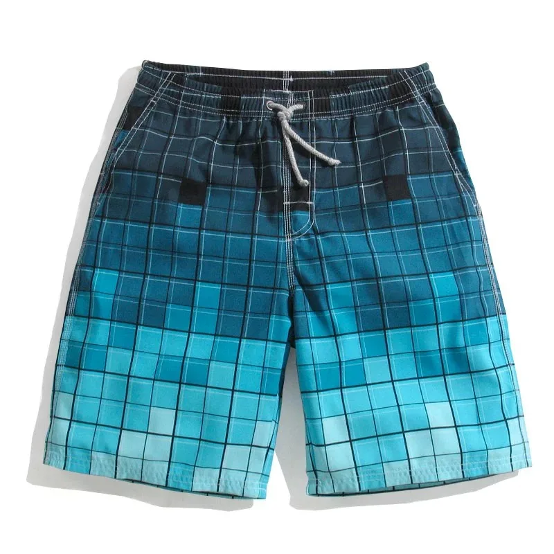5xl mens board shorts quick drying 4xl surf boardshorts navy blue gradient plaid surf beach