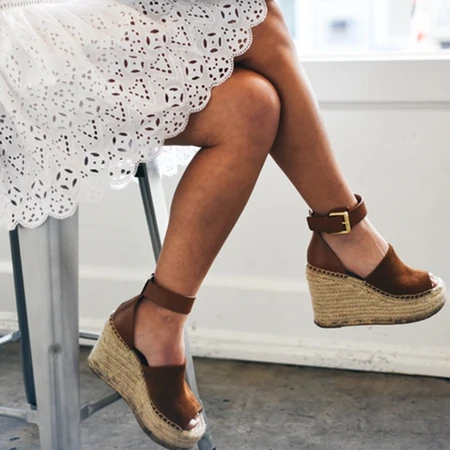 PUIMENTIUA الصيف 2019 منصة أسافين صندل كعب عالٍ النساء Sandalias الصيف أحذية العميق اصبع القدم أحذية رياضة قماشية عارضة الإناث صندل