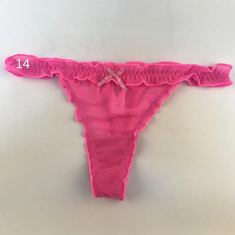 1PCS Ruffled Thong Sexy Underwear Women Thongs Lace Panties Transparent Gauze G String For Ladies T Back Mesh 1PCS Ruffled Thong Sexy Underwear Women Thongs Lace Panties Transparent Gauze G String For Ladies T Back Mesh