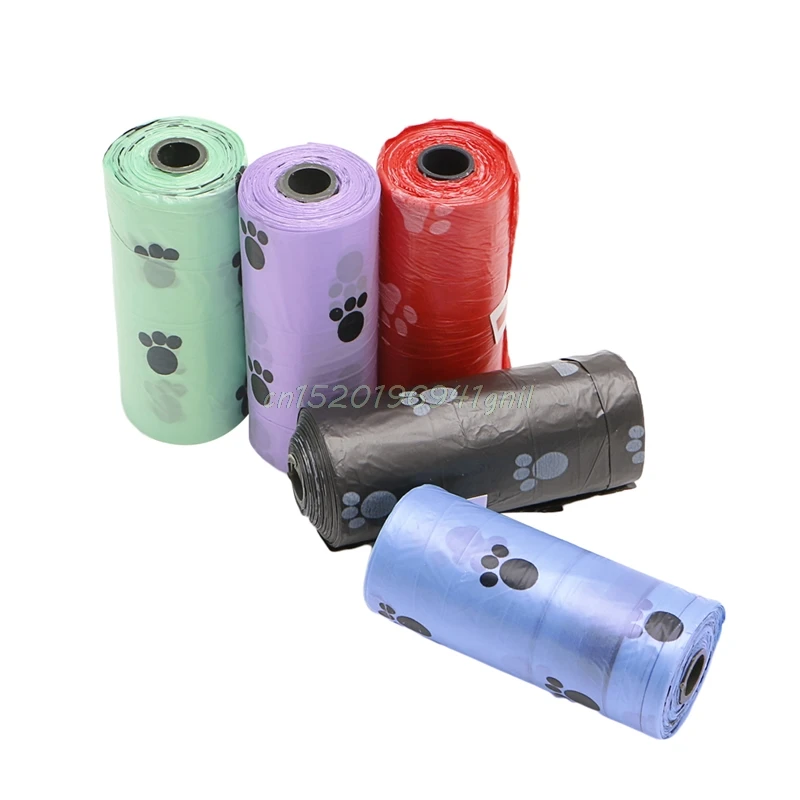

Clean-up Multicolor 1Roll/15PCS Pet Dog Waste Poop Bag Poo Printing Degradable