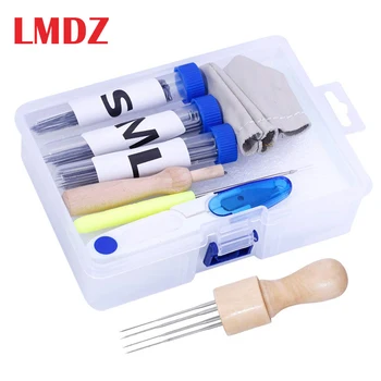 

LMDZ 72 Pcs Needle Felting Kit Wool Felting Tools Kit Needle Felting Foam, Scissors, Wooden Handle, Awl, Glue Stick, Finger cots
