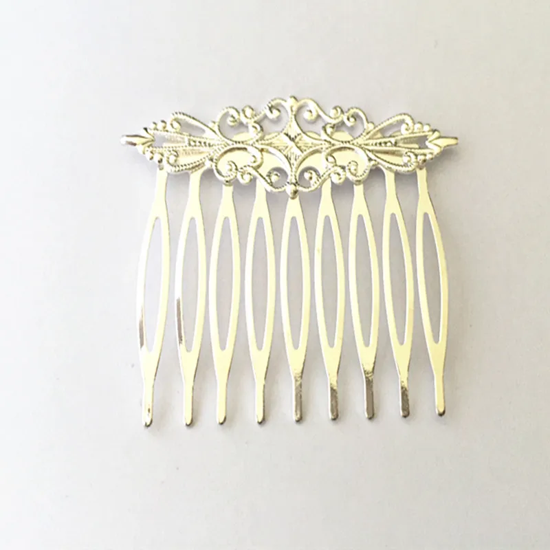 3Pcs/lot 42mmx57mm (9teeth) silver color Hair Combs accessories charm