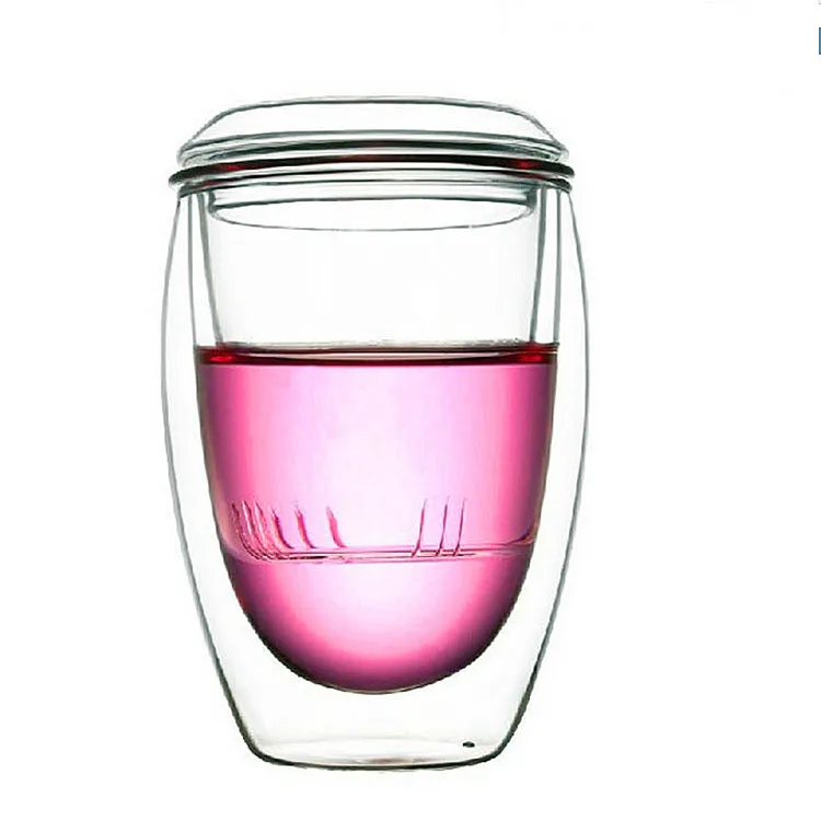 350ML New Heat-resistant Double Glass Tea Cup With Filter Chinese Handmade Transparent Creative Coffee Rose Mug Set | Дом и сад