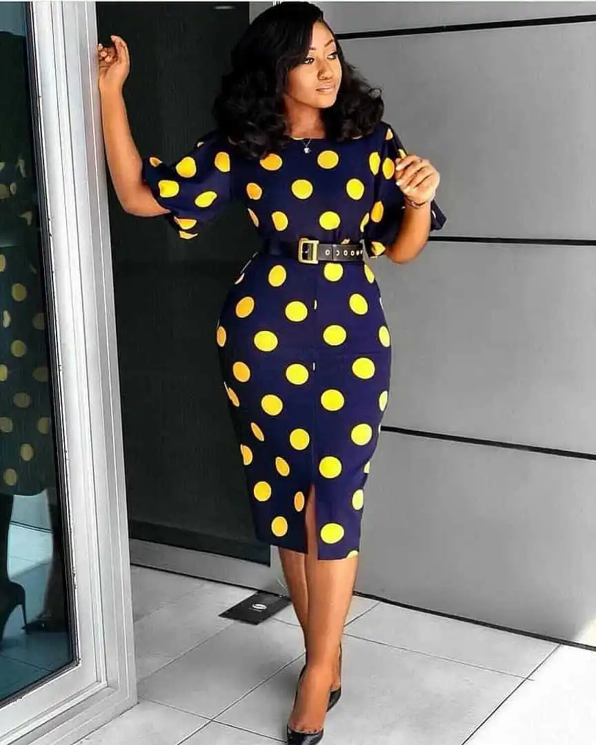 

Women Midi Dresses Elegant Office Lady Plus Size Bodycon High Waist Polka Dots Print Split Summer Female Fashion Dress