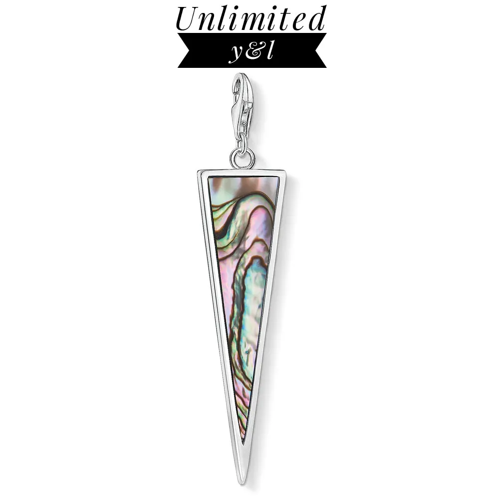 

Multicolor Triangle Charms Pendant Colorful Mother of Pearl Shell 925 Sterling Silver Fit Thomas Style Bracelet Necklace Jewelry