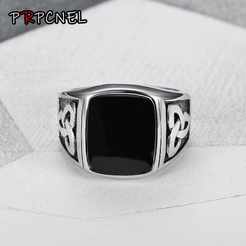 

US Size 7 to 15 Vintage Punk Style Silver Color Titanium Stainless Steel Irish knot Ring for Men Women Retro Jewelry
