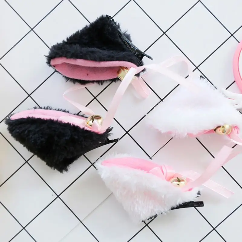 

2Pcs/Pair Women Girls Night Party Cute Fluffy Plush Fox Cat Ears Hair Clips With Jingle Bell Bowknot Decor Duckbill Hairpins Ani