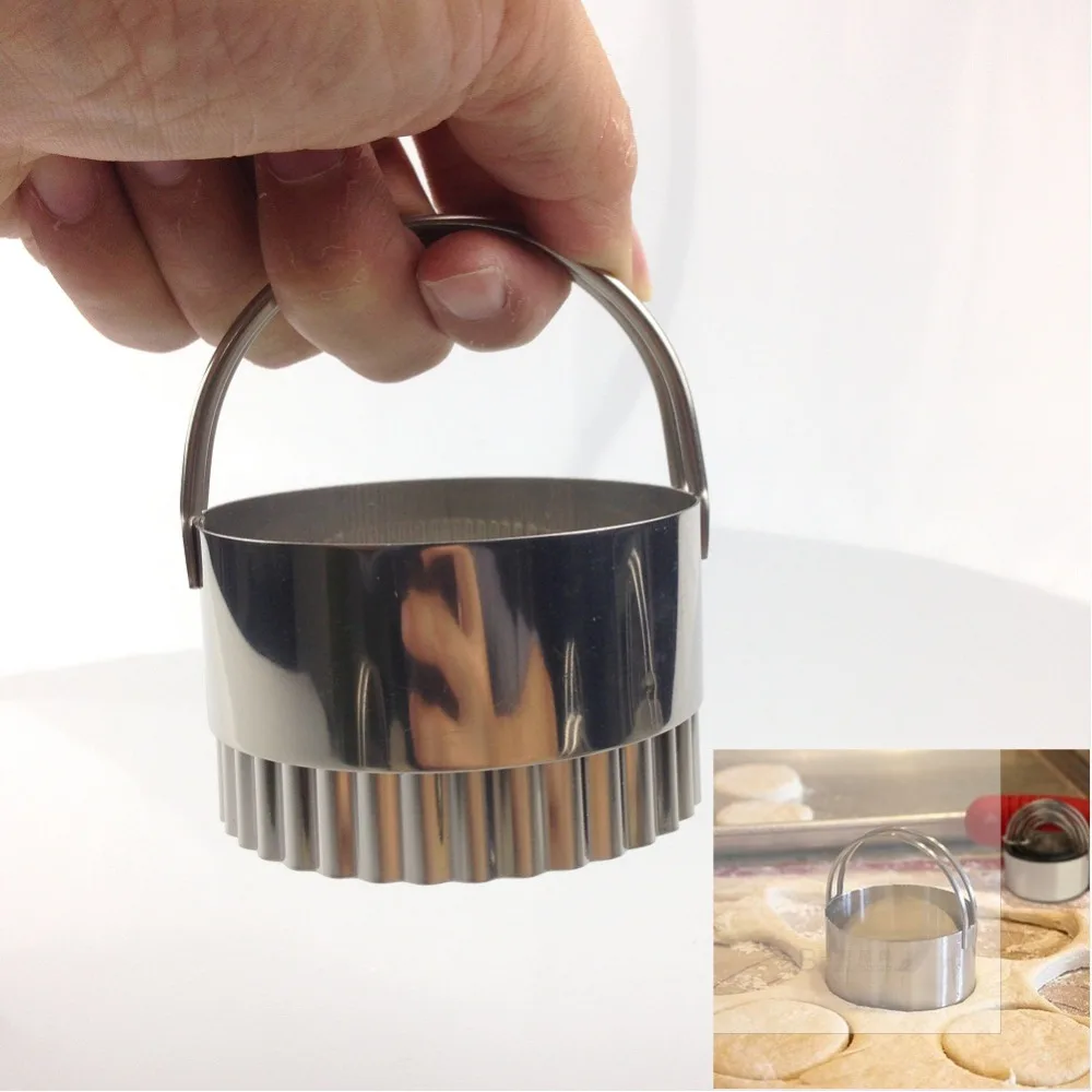 2016 New 5 Pieces Set Dia 4 6 7 8cm Round Wave Stainless Steel Cookie Cutters