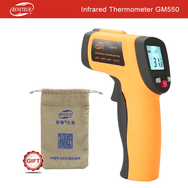 

Non-contact IR Digital Infrared Thermometer Laser GM550 -50 ~550 Degrees Benetech