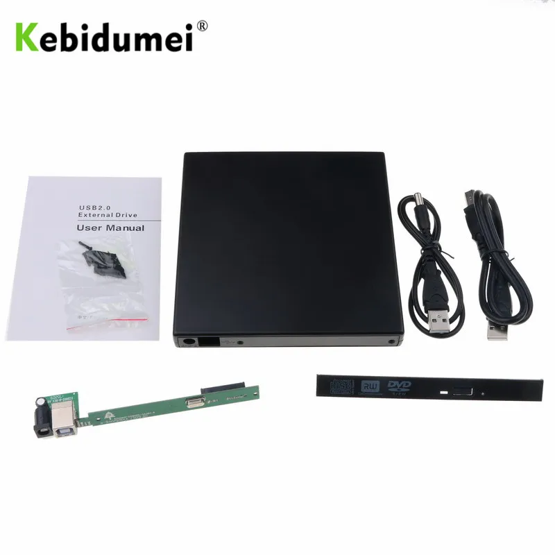 

Kebidumei USB 2.0 SATA DVD CD DVD-Rom IDE Case drive box 12.7MM external drive Slim for Laptop Notebook Computer