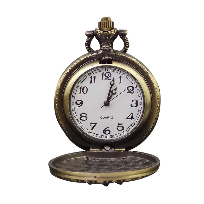 Бронзовый корона карманные часы старинное ожерелье Подвесные часы с цепочкой классические женские Hour Clock подарки