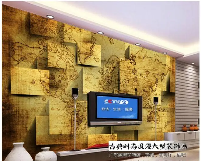 

3d wallpaper murals custom 3 d map of the world chart TV setting wall decoration wallpaper