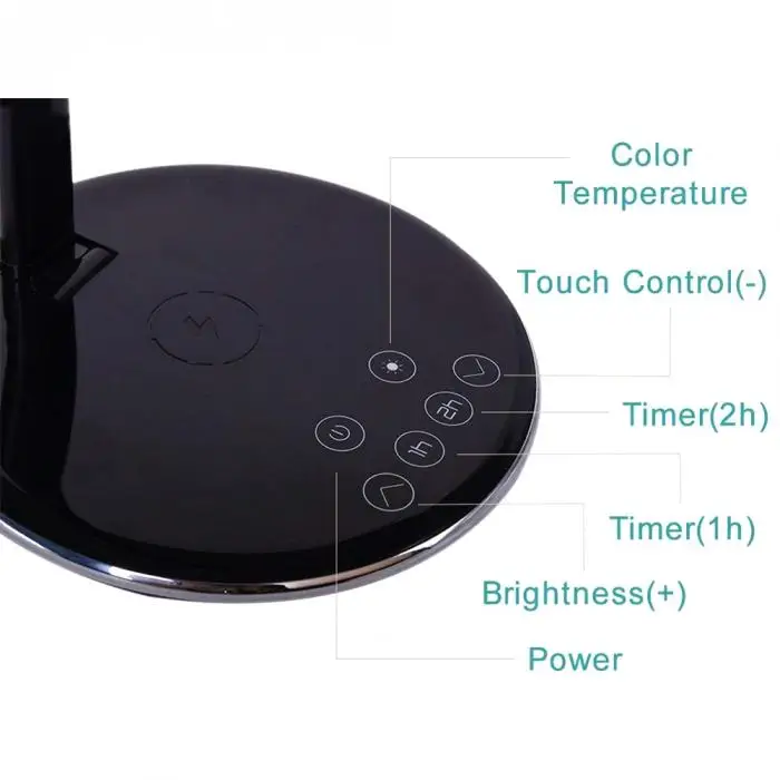 Светодиодный настольная лампа с 10 W Qi быстро Беспроводной Зарядное устройство затемнения регулируемуй прикроватный столик лампы-M25