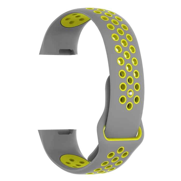 Силиконовый ремешок для Fitbit Charge 3 фитнес-трекер спортивные Smartwatch двойной цвет пористые дышащие часы - Цвет: Grey Yellow