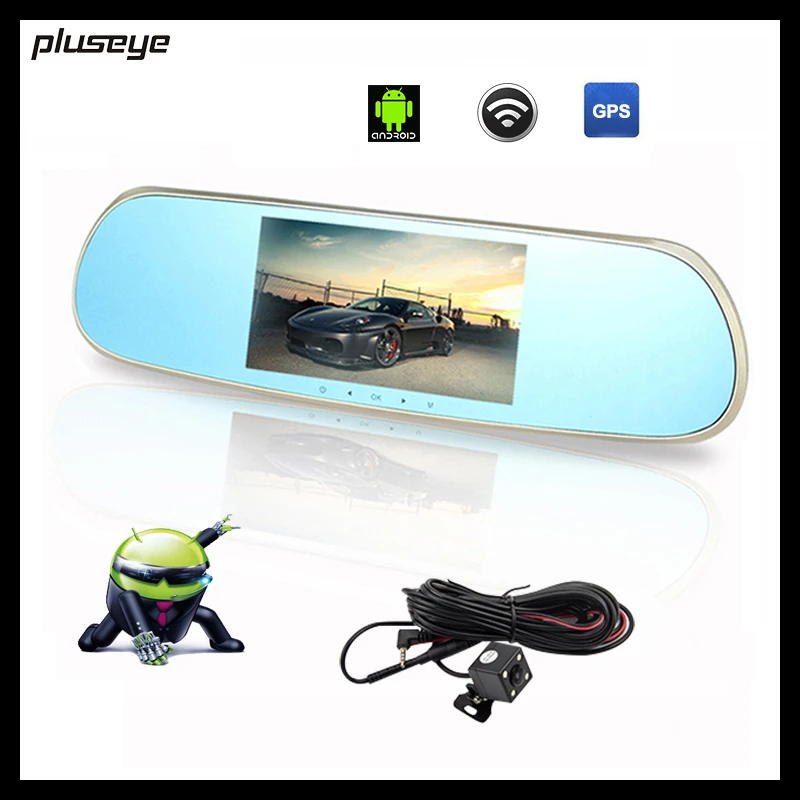 New 5.0" Dual Cameras Car DVR + Rear view Mirror + Android System Car