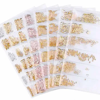 

Women Simple Fashion Nails Sequins Rhinestones Decorations Gold Color Mix Metal Beauty Rivets Nail Art Tools