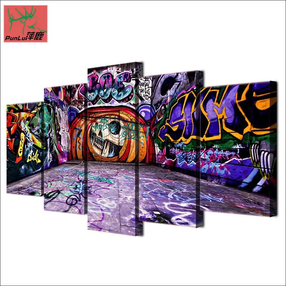 HD Printed graffiti art 5 piece canvas painting wall art ...