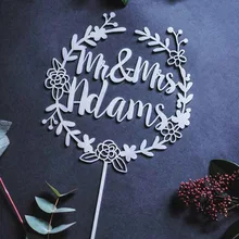 Индивидуальный Свадебный Топпер для торта мистер и миссис венок Топпер для торта с фамилией индивидуальный Топпер для торта на заказ Свадебный Топпер для торта