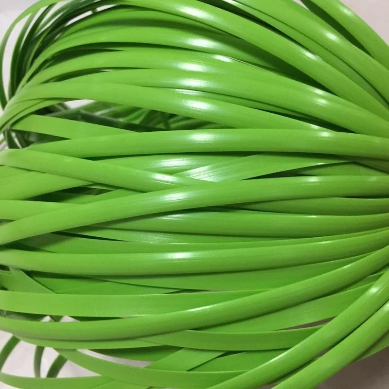 Green flat synthetic rattan weaving material plastic rattan for knit and repair chair table synthetic rattan