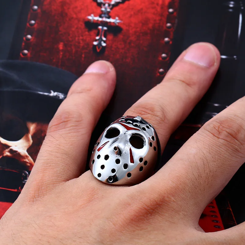 Men Ring Stainless Steel Biker Jason Hallows' Day Voorhees Hockey Halloween
