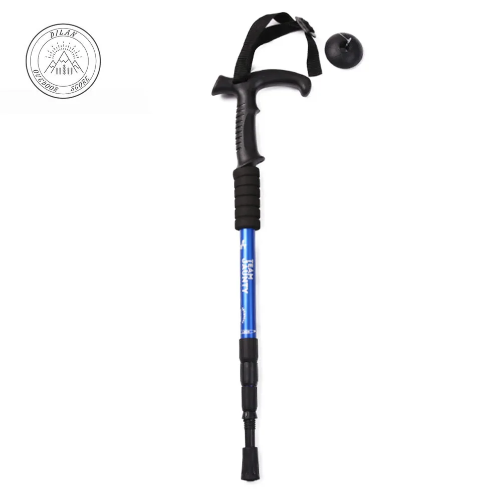 

Free mail 6061 high strength aluminum alloy crooked handle alpine walking stick for the elderly outdoor walking stick