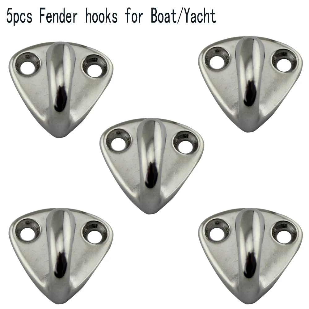 

Marine Stainless Steel Mini Boat Fender Hook Carabiner Pad Eye Marine Sailing Hook Type Fender Hook 5pcs 27mm x 27mm
