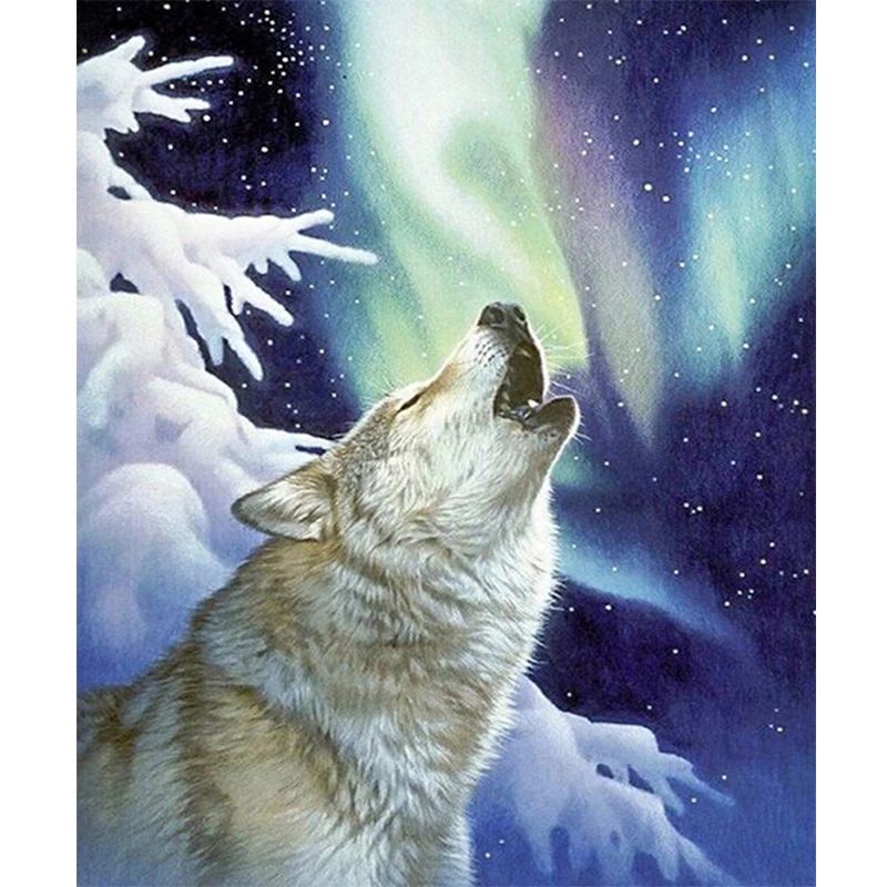 

Animal 5D diy Diamond painting cross stitch Mosaic Pattern Full Diamond Embroidery Snow Wolf picture home decor Christmas gift