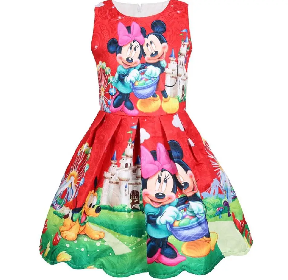Платье для маленьких девочек; летний костюм с Микки Маусом; одежда для детей; коллекция года; Детские праздничные платья для девочек; платье принцессы с Минни Маус