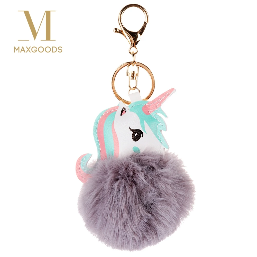 

Pompom Unicorn Keychain Rabbit Fur Ball Horse Key chain porte clef Bag Car Keyring llavero mujer chaveiros sleutelhanger trinket