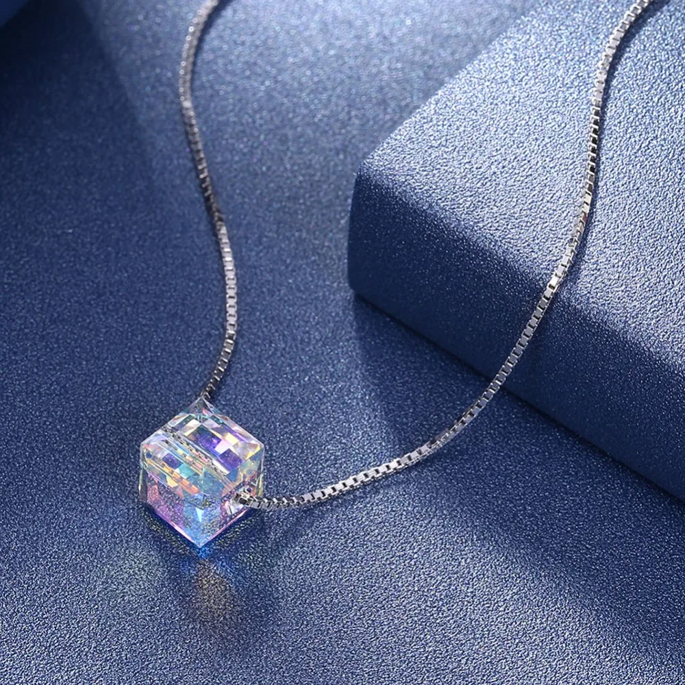 LEKANI настоящее Серебро S925 изящный ювелирный куб бусины кристаллы от SWAROVSKI