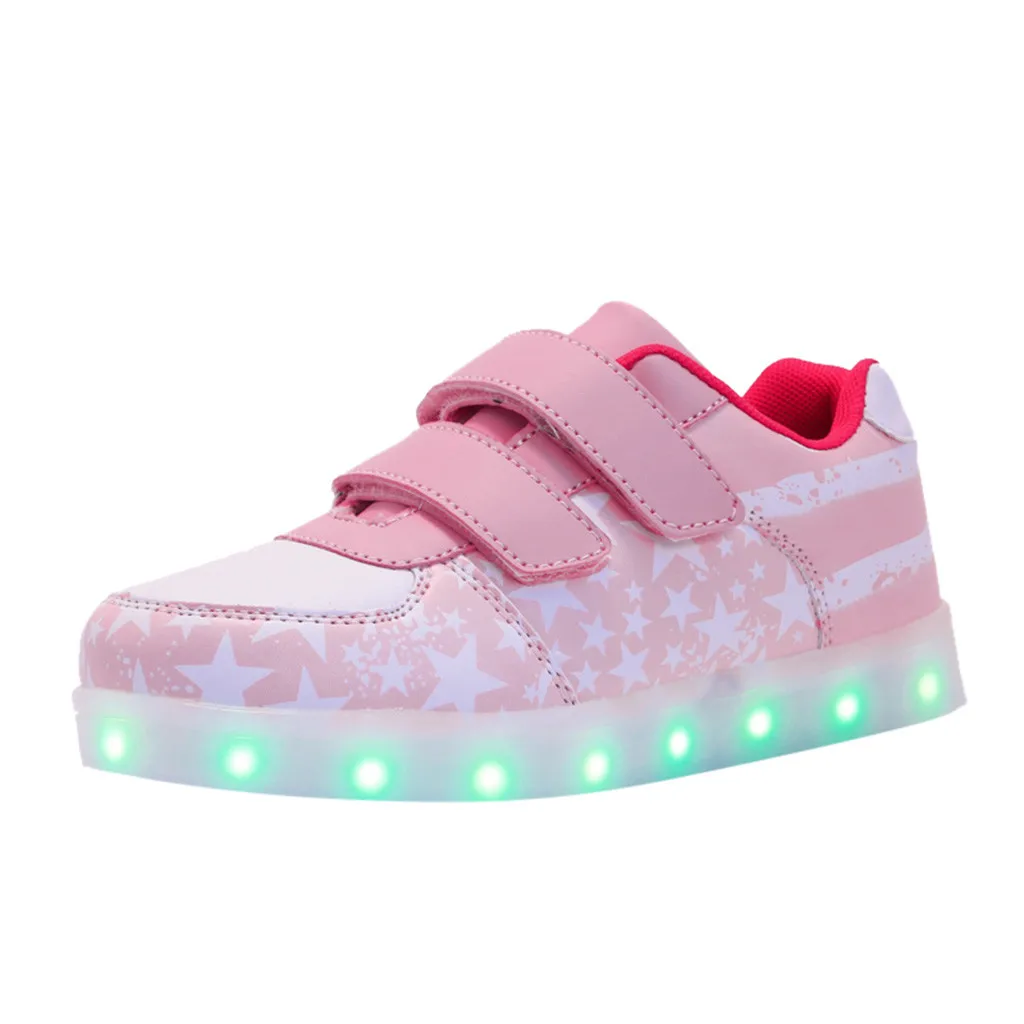 

JAYCOSIN Toddler Infant Flag Baby Girls USB Breathable LED Luminous Shoes Sneakers Casual Floral Comfortable Sport Shoe May 16