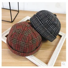 Клетчатая дикая Ulzzang, принимающая студентов nan nv, короткая Landlord тыква шляпа "Бейли"