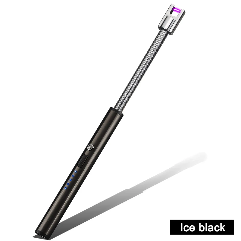 1 шт. электрическая зажигалка с подключением к USB 360 градусов вращения перезаряжаемое Беспламенное ветрозащитное цинковый сплав GQ999 - Цвет: Ice black