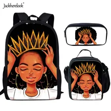 Jackherelook Afro Lady Girl Children School Bags Africa Beauty Princess Girls Pattern 3pcs/Set School Backpack for Teenage Girls Jackherelook Afro Lady Girl Children School Bags Africa Beauty Princess Girls Pattern 3pcs/Set School Backpack for Teenage Girls