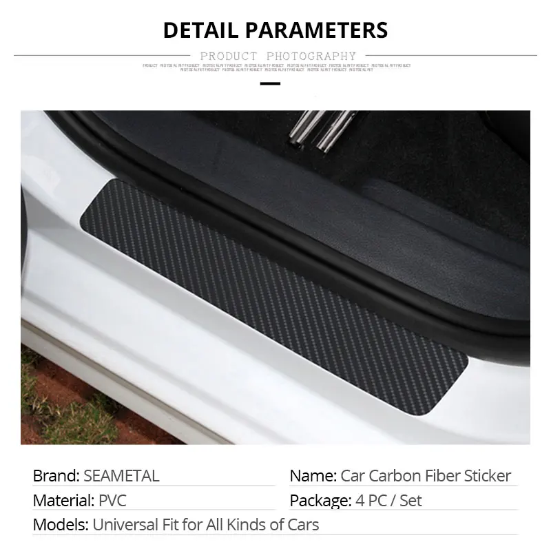 Car Door Scuff Sill Protection Car Door Plate Sticker Carbon Fiber Decoration Step Anti Scratch Protector Cover Car Accessories (2)