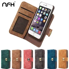 NFH Classic Brand Leather Flip Case for iPhone 6 6S Plus 7 7 Plus Luxury Wallet