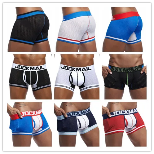 

JOCKMAIL Men Underwear Boxers Nylon mesh breathable Cuecas Boxers fitness youth underwear big boy Wear men boxer Elastic legs