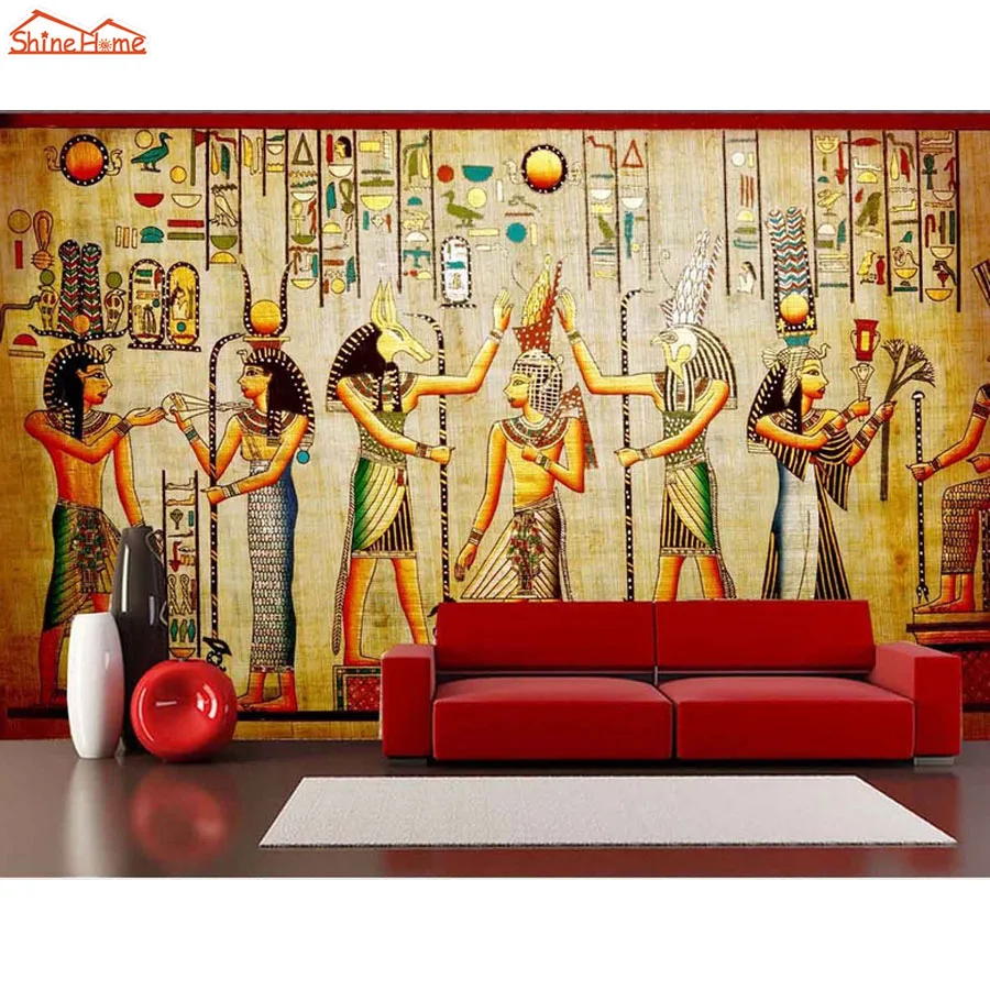 Peintures Murales 3d Papier Peint Rouleaux pour salon Égyptien Design Wallpapers Wall Décors 