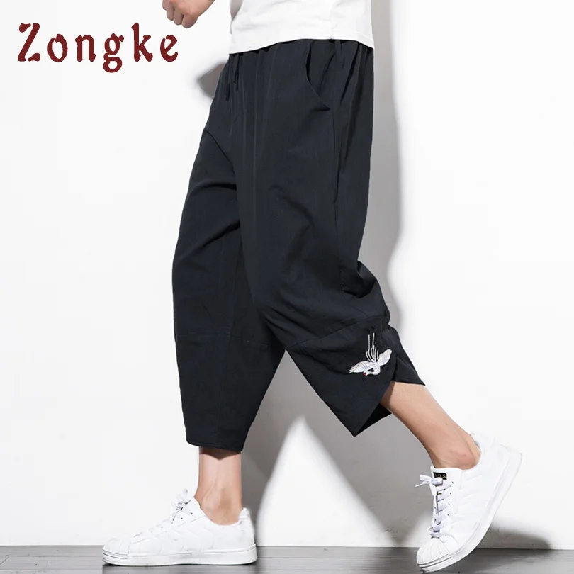 Zongke телячья уличная вышивка мужские штаны для бега спортивные брюки карго Мужские 5XL брюки Мужские штаны хип хоп Jogger