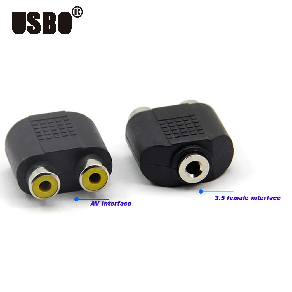 

one min two 3.5mm female to 2RCA female 3.5 to double lotus audio adapter Splitter free shipping